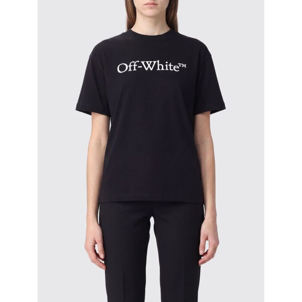 Off-White Slim Fit Cotton T-Shirt With Logo Print And Dropped Shoulders